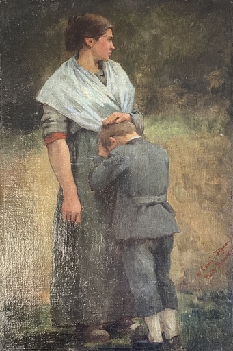 Paul Albert BAUDOUIN - 绘画 - La mère et son enfant