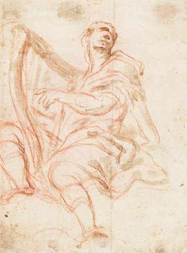 Mattia PRETI - Zeichnung Aquarell - King David with his Harp