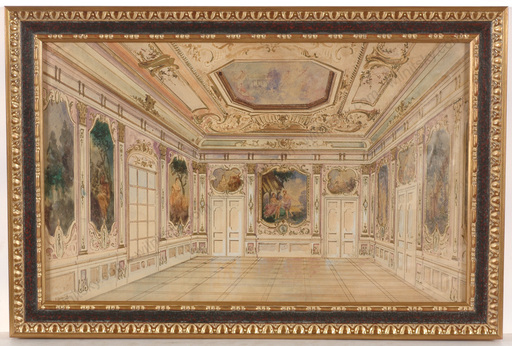 Frans HEINRICH - Dessin-Aquarelle - "Palais Interior", watercolor, 2nd half of 19th century
