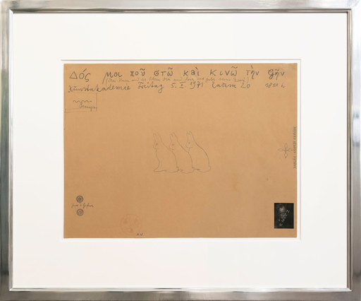 Joseph BEUYS - Zeichnung Aquarell - Drei Hasen und der Ohren drei - Three hares and three ears 