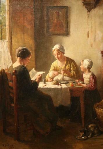 Bernard Johann DE HOOG - Painting - the happy family