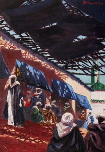 Maurice GUIRAUD-RIVIERE - Pittura - Scène de souk à Fès au Maroc
