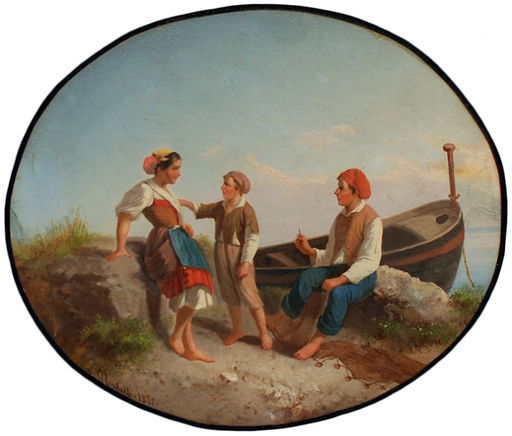 Salvatore MONTULLO - Pintura - La famiglia del pescatore