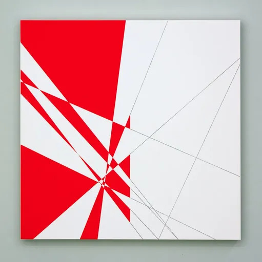 François MORELLET - Gemälde - 10 lignes au hasard hybrides n°3