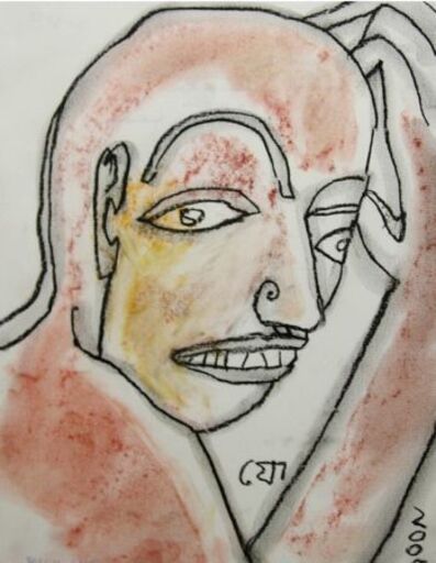 Jogen CHOWDHURY - Zeichnung Aquarell - Man scratching head