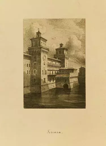 Edmund Friedrich KANOLDT - Zeichnung Aquarell - "Castello Estense in Ferrara"