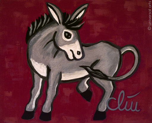 Jacqueline DITT - Painting - Der eigenwillige Esel (The willful Donkey) 