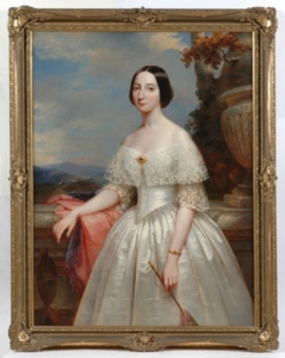 Benoît H. MOLIN - Painting - "Maria Adelaida, First Wife of Victor Emanuel II", 1848, Oil