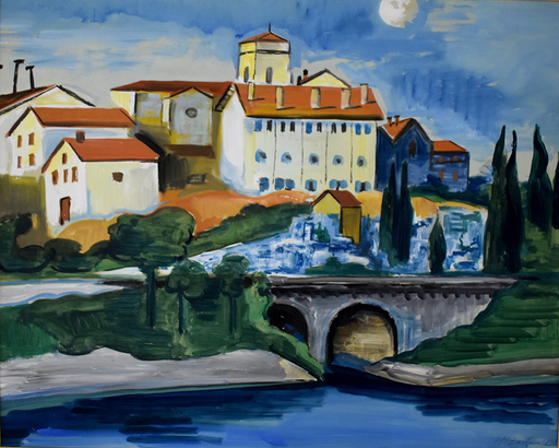 Hermann Max PECHSTEIN - Drawing-Watercolor - View of Saint-Vincent in Hendaye