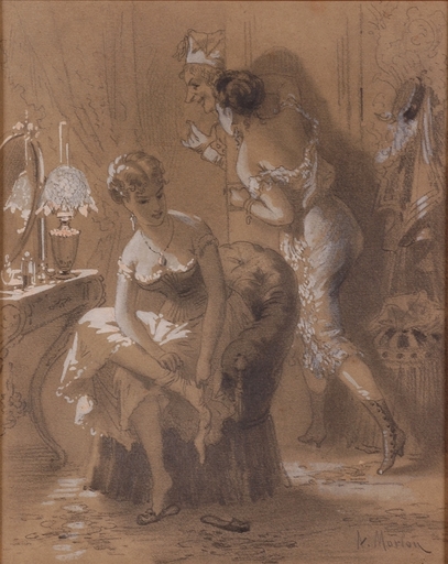 Antony Paul Emile MORLON - Drawing-Watercolor - "Le Toilette" by Antony Paul Emil Morlon, late 19th century