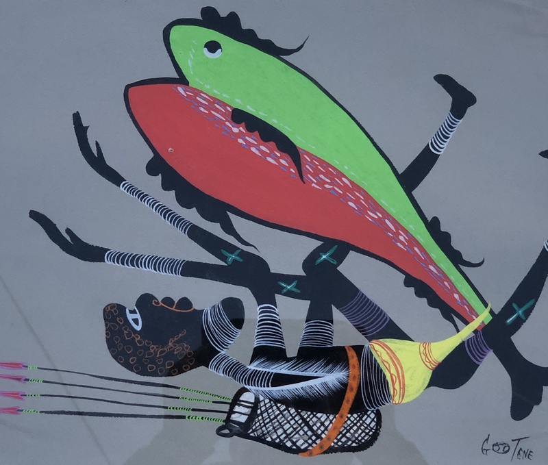 Marcel GOTENE - Zeichnung Aquarell - Les poissons volants