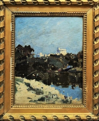 George OBERTEUFFER - Gemälde - Pêcheur et canotage près d'Avignon
