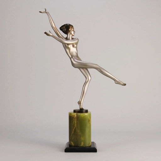 Josef LORENZL - Skulptur Volumen - Art Deco Cold Painted Bronze entitled "Leg Out" by Lorenzl