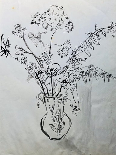 Ludwig KLIMEK - Zeichnung Aquarell - Bouquet de fleur