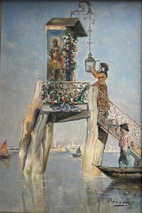 François BRUNERY - Painting - An offering on the Venetian lagoon