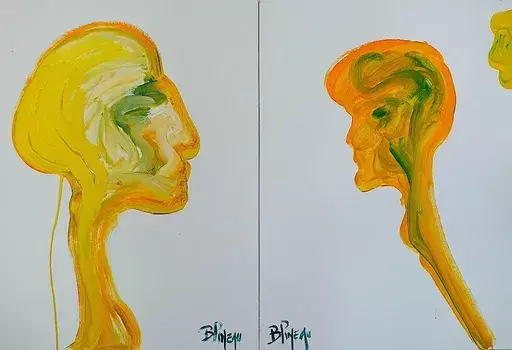 Bernard PINEAU - Painting - D230P20 Elle & Lui