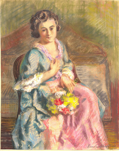 Hans VAUTIER - Dibujo Acuarela - Portrait of an Elegant Lady
