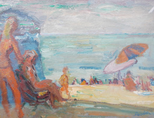 Henri SAADA - Gemälde - Plage à Trouville