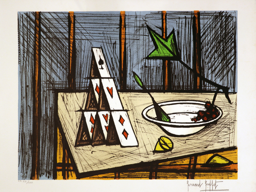 Bernard BUFFET - Grabado - Le jeu de cartes