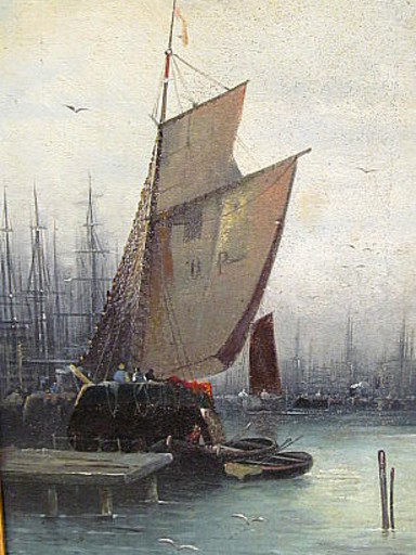 L. REBOURGEON - Peinture - Segelboote im Hafen