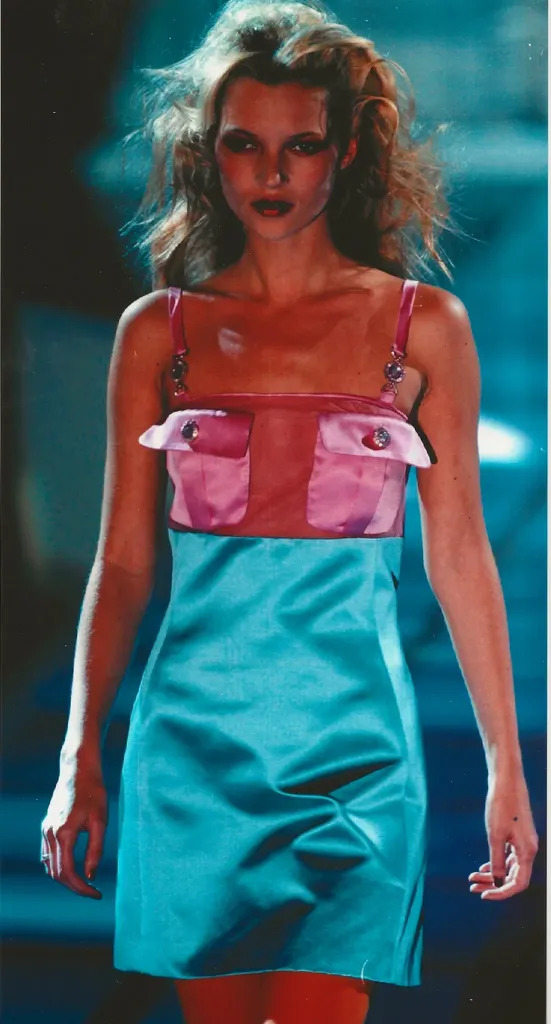 Kate Moss, supermodel, for Versace, Milan, 1996 by | Stephen LOCK