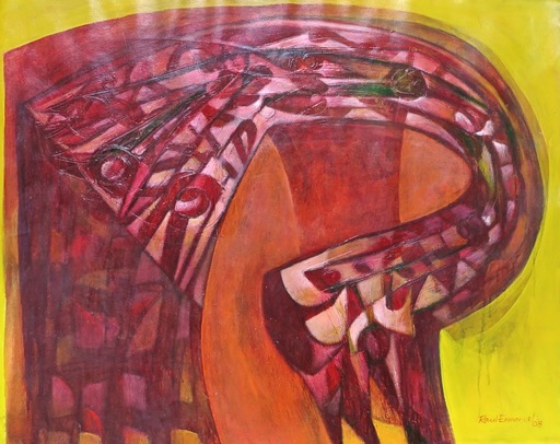 Raul Enmanuel POZO - Pintura - Formas en amarillo y rojo II