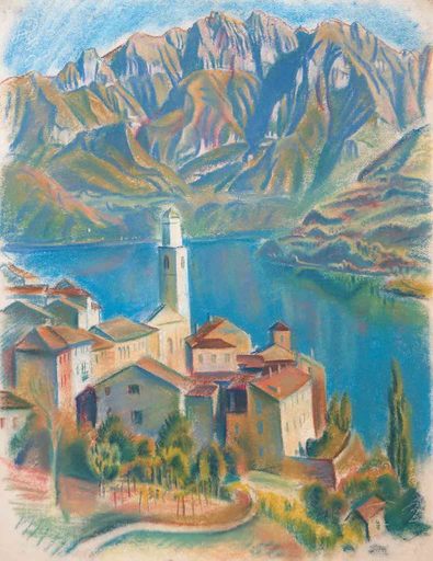 Theodor ALLESCH-ALESCHA - Dibujo Acuarela - Lago di Lugano