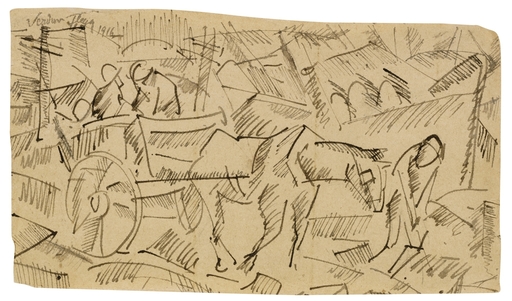 Fernand LÉGER - Drawing-Watercolor - Verdun, les soldats en déplacement