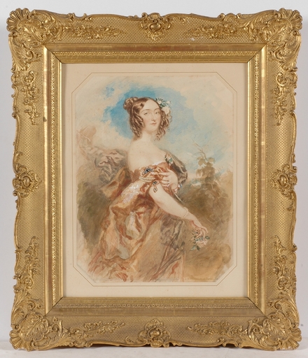 Alfred Edward CHALON - Drawing-Watercolor - "Augusta, Duchess of Cambridge"