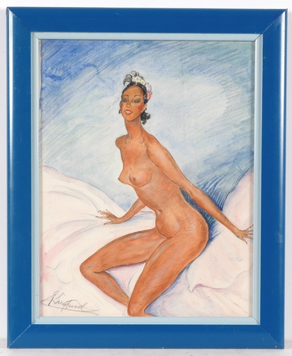 Arne SIEGFRIED - Dibujo Acuarela - "Beauty Nude", Art Deco, Watercolor