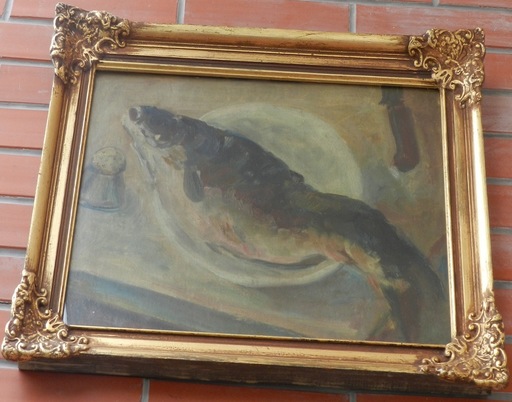 Jan SLAVÍČEK - Gemälde - Still life with fish