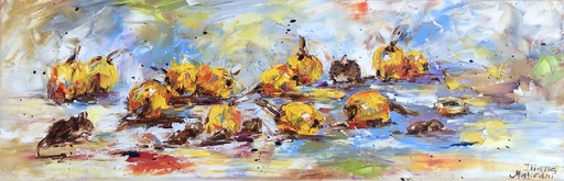Diana MALIVANI - Painting - Little Mice and Some Medlars
