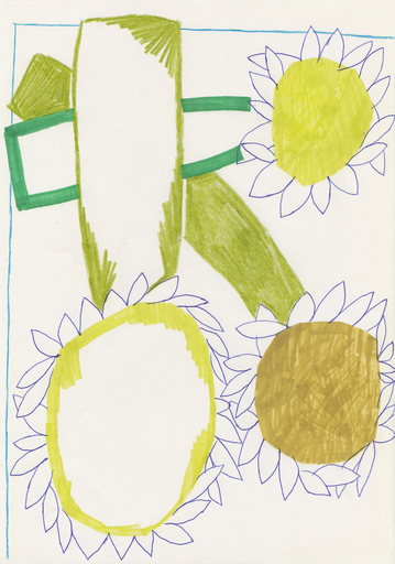 Eliza PEPERMANS - Drawing-Watercolor - Three Sunflowers