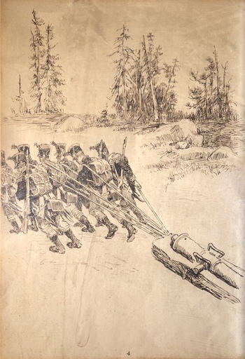 Charles Henri PILLE - Zeichnung Aquarell - Berezina 1812