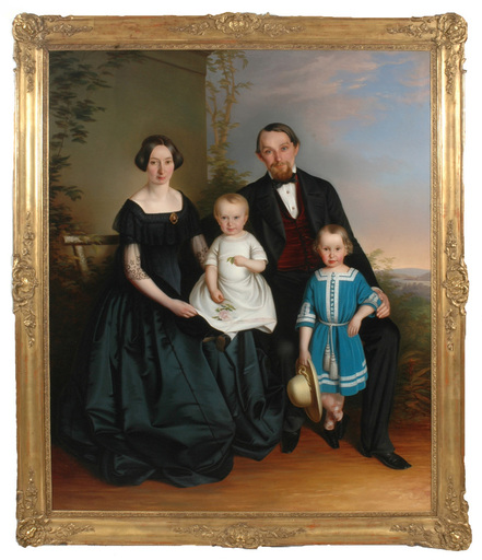 Painting - "Family portrait" large oil painting, ca. 1850