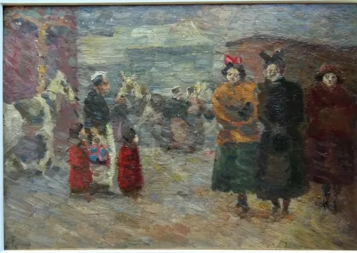 Louis HAYET - Painting - Scène de rue Parisienne, 1892/1894