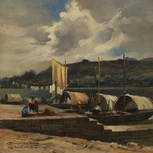 Giuseppe GHEDUZZI - Gemälde - Sul Lago Maggiore