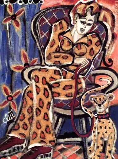 Jacqueline DITT - Gemälde - Die Etagenleopardin  (The female Leopard oft the Floor)