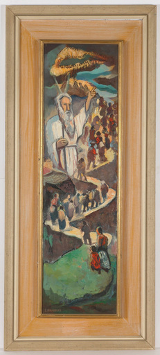 Israel ABRAMOVSKY - Gemälde - "Moses leading the Israelites", oil on panel, 1930s