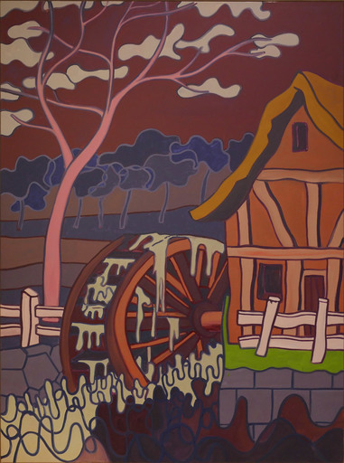 Hubert SCHMALIX - Painting - Landscape, „Mill by Moonlight“