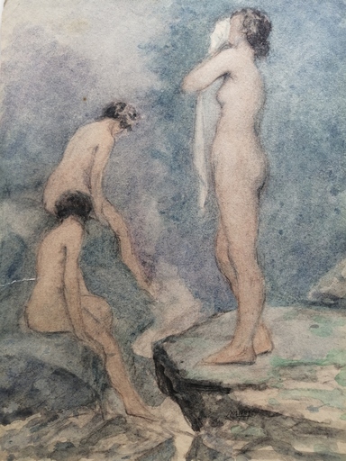 Charles françois MOUTHON - Drawing-Watercolor - Trois grâces - (M26)
