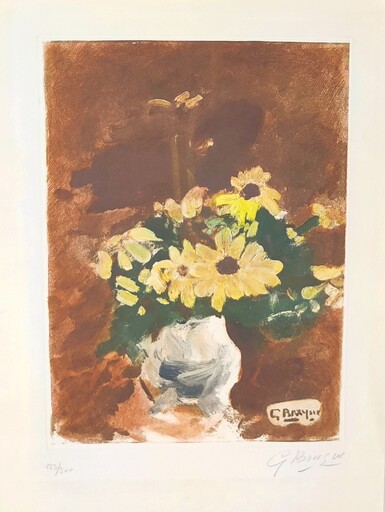 Georges BRAQUE - Grabado - Vase de fleurs jaunes 