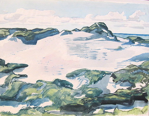 Paul MECHLEN - Drawing-Watercolor - Sylter Dünenlandschaft. 