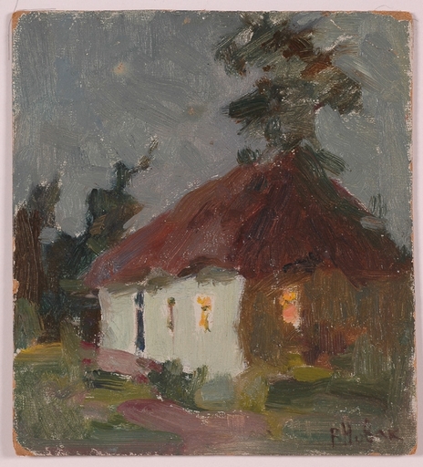 Vladimir NOVAK - Pintura - "Ukrainian Night", Oil Painting, 1960's