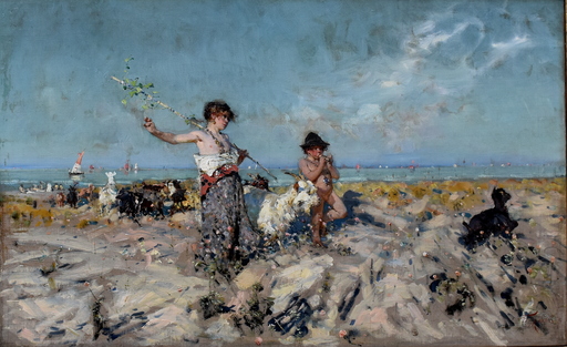 Francesco Paolo MICHETTI - Peinture - Primavera sulla Spiaggia