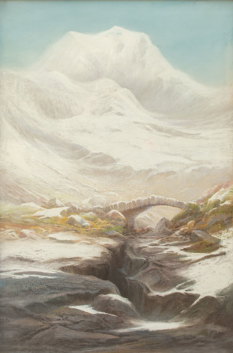 Frederick T. SIBLEY - Painting - Winter scene in North Wales