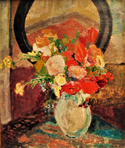 Armand APOL - Pittura - Bouquet de fleurs dans un vase