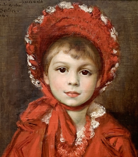 Francisque Edouard BERTIER - 绘画 - Mädchen im roten Dress