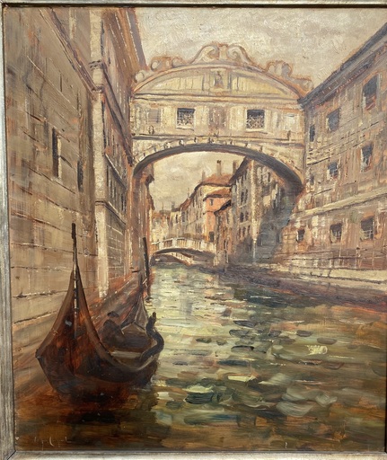 Vittore Antonio CARGNEL - Peinture - Venezia Ponte dei Sospiri