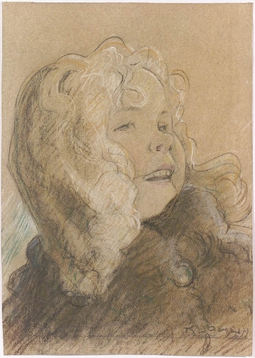 Charles JOHN - Drawing-Watercolor - "Study of a Little Girl", 1920s